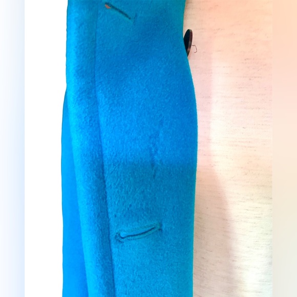 ESCADA by MARGARETHA LEY TURQUOISE 1980s VINTAGE COAT JACKET STUNNING - Picture 7 of 9